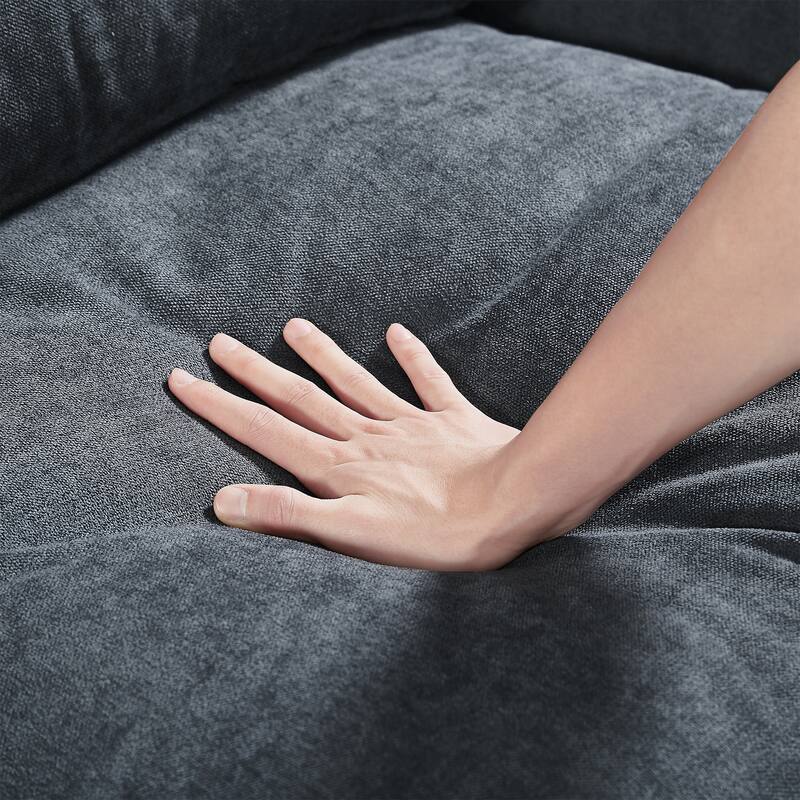 129.9" Chenille L-Shape Sectional Sofa with Reversible Chaise, Feather-Filled Cushions and Spring Support