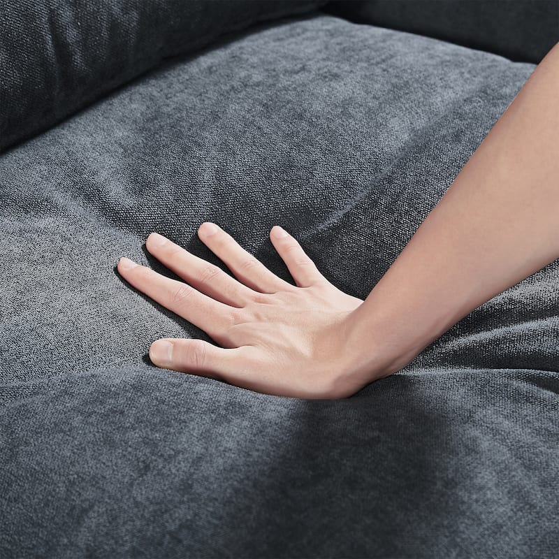 U_Style Modern Large L-Shape Feather Filled Sectional Sofa, Convertible Sofa Couch with Reversible Chaise for Living Room