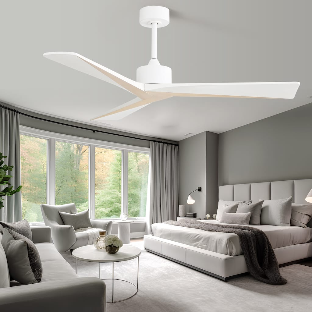 52 inch Ceiling Fan with Remote and Smart APP Control,Reversable Airflow,Wood Blades,No Light