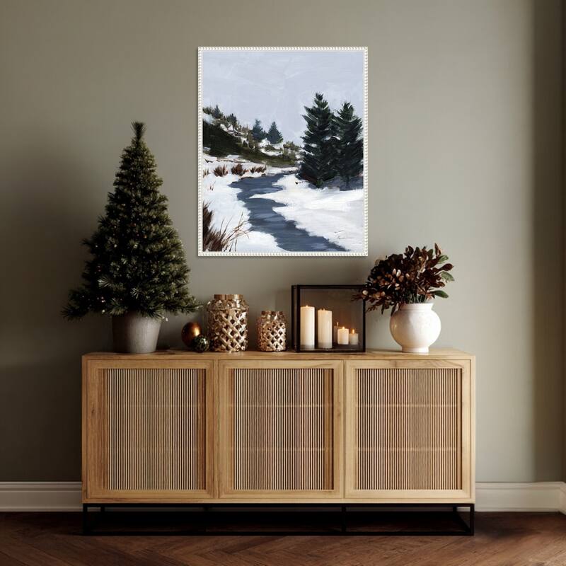 Winter Trails by Pamela Munger (23 x 28 in.), Framed Canvas Wall Art Print - Sylvie Beaded White