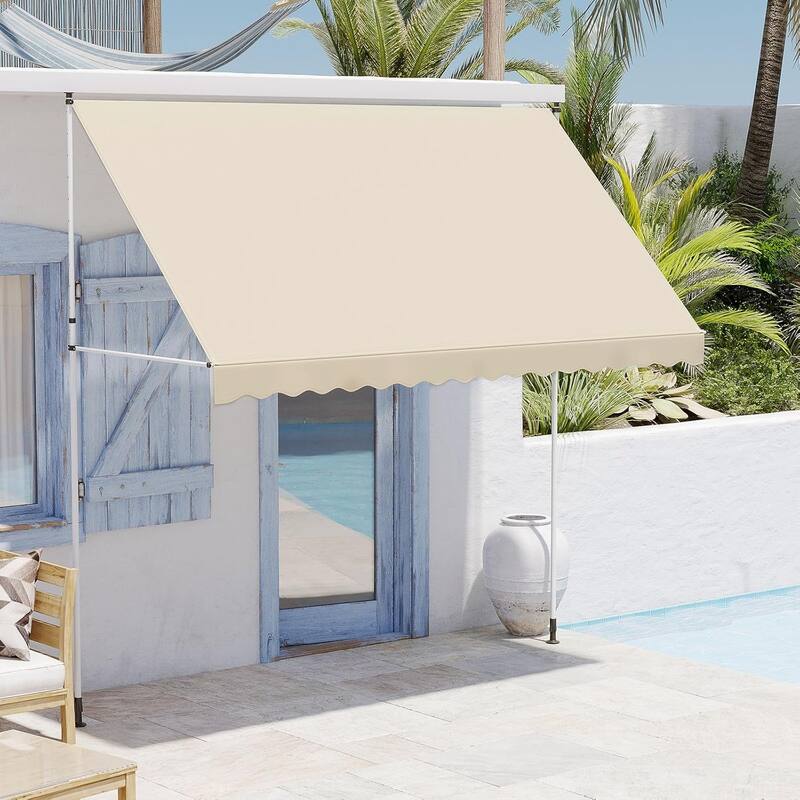 AECOJOY Manual Retractable Awning Adjustable Sun Shade Cover for Window or Door