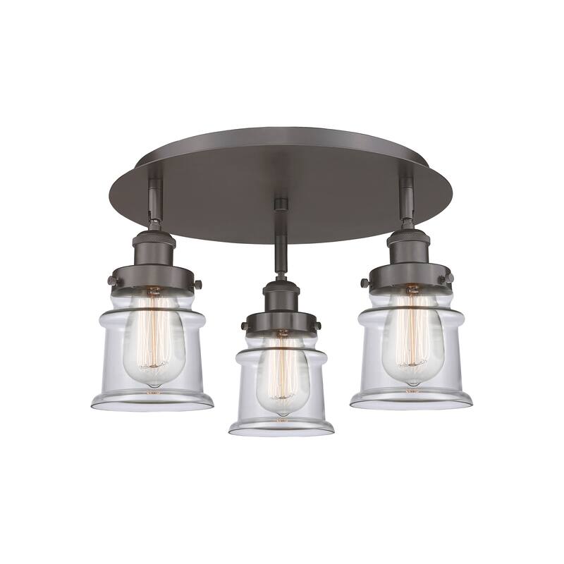 Innovations Lighting Canton - 3 Light 17" Flush Mount - Clear/Oil Rubbed Bronze