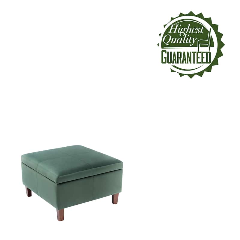 Porthos Home Janis Velvet Square Storage Ottoman with Rubberwood Legs