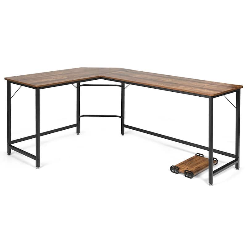 Costway L-Shaped Computer Desk Corner Workstation Study Gaming Table