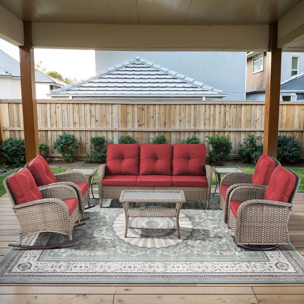 Gymojoy Outdoor Wicker Patio Furniture Sofa Chair Set Weather-Resistant