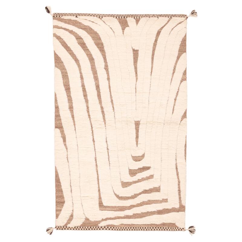 ECARPETGALLERY Hand-knotted Tangier Cream Wool Rug - 5'1 x 8'5