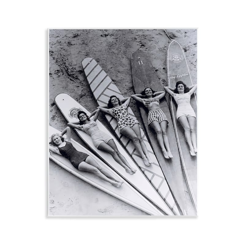 Stupell Vintage Women on Surfboards Wall Plaque Art Design By Arlington Prints - 11 x 14