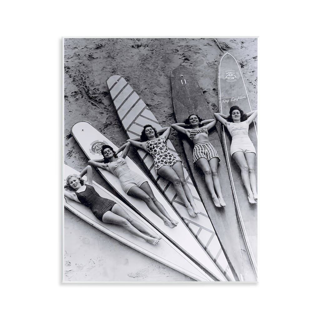 Stupell Vintage Women on Surfboards Wall Plaque Art Design By Arlington Prints
