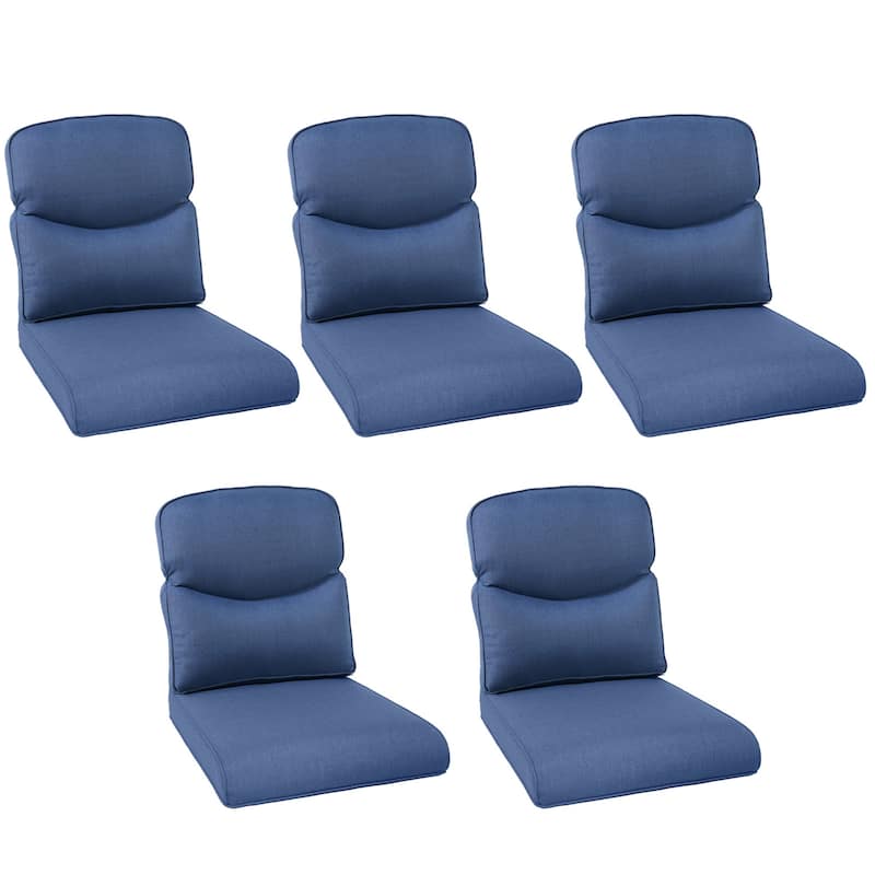 Pocassy 22x25x4 Inch Outdoor Cushion for Swivel Chairs Sofa Set - Blue Cushion - 5 Set Seat & Back Cushion