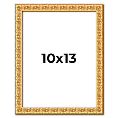 10x13 Frame Gold Real Wood Picture Frame Width 1 inches | Interior