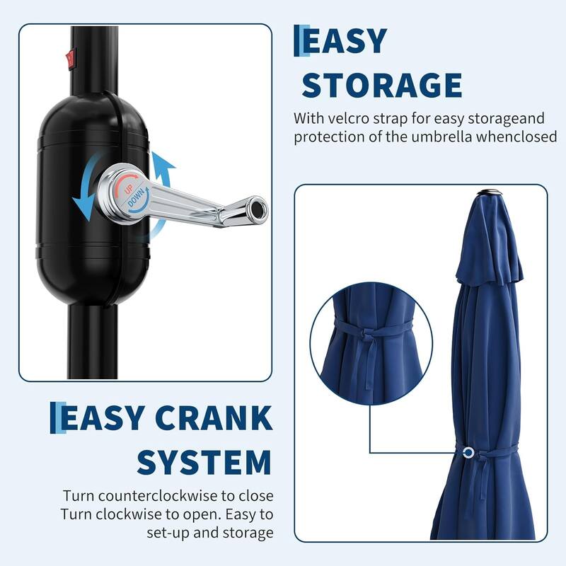 9ft Outdoor Patio Half Umbrella, with Smooth Crank Lift