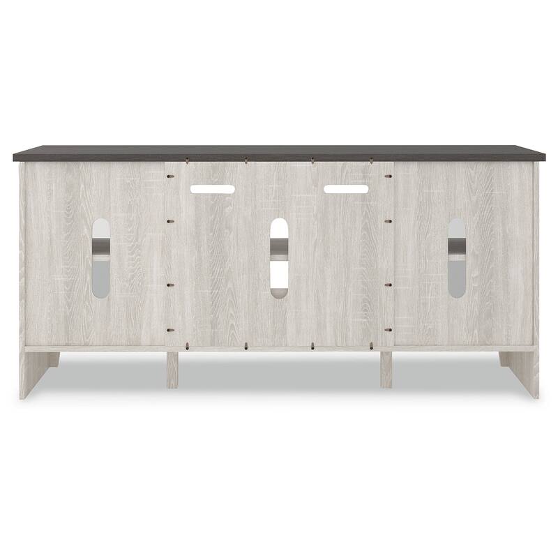 Signature Design by Ashley Dorrinson White/Gray 60" TV Stand for TVs up to 69" with Electric Fireplace - 60"W x 17.5"D x 27.75"H