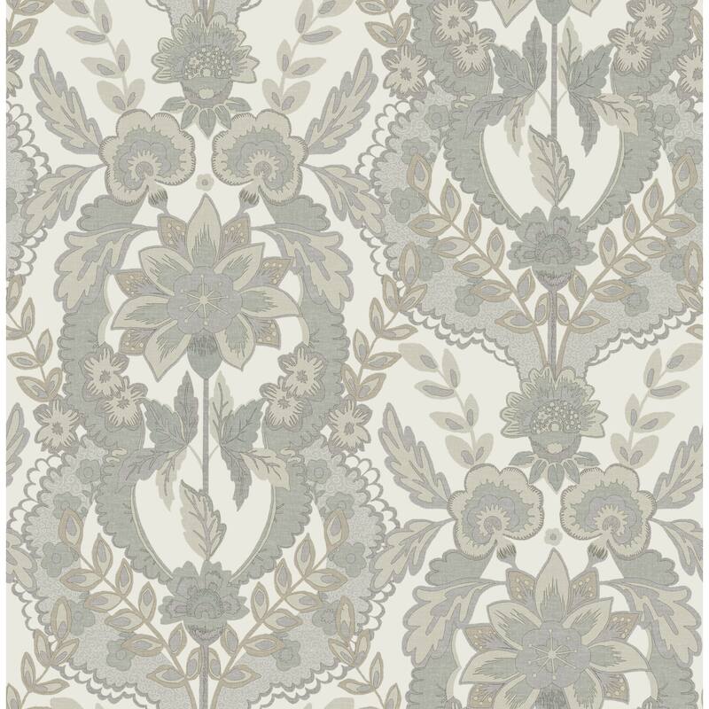 Chris Loves Julia x A-Street Prints Collins Light Blue Damask Wallpaper