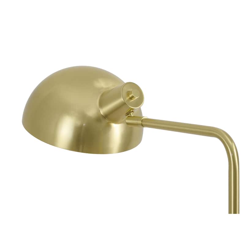 1-Light Satin Brass Metal Floor Lamp With A Metal Shade