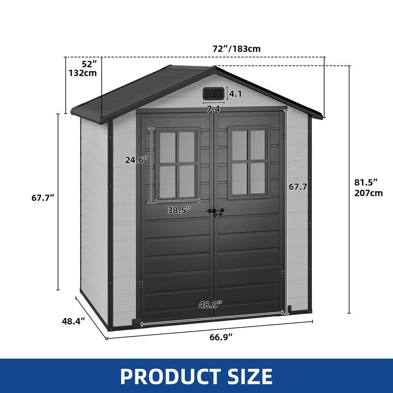 6x4.4 FT Outdoor Resin Storage Shed