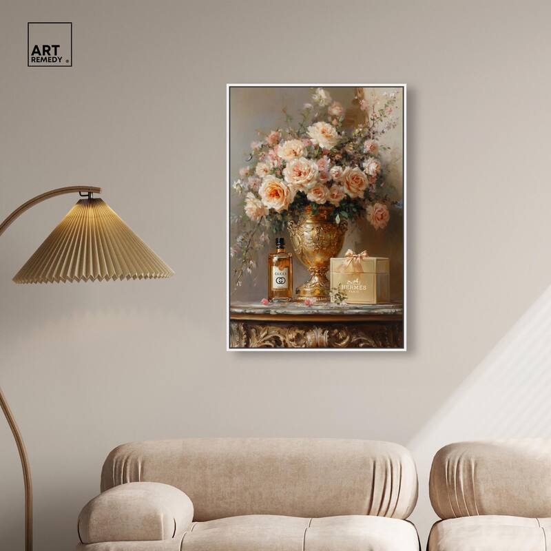 Classical Vase Tans and Floral Canvas by Art Remedy