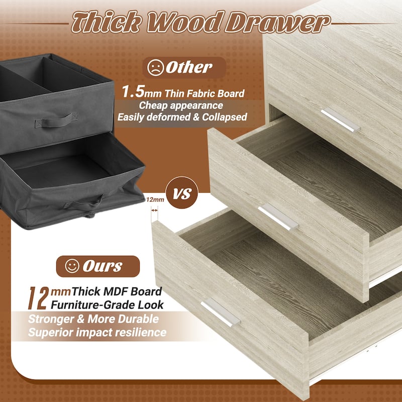 1/ 2 Pack Dressers with 6 Storage Drawers, Closet Organizers for Bedroom and Walk-in Closet