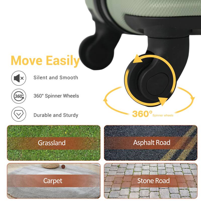 3-Piece Luggage Set ABS Lightweight & Durable Suitcase with Spinner Wheels, TSA Lock, (20/24/28)