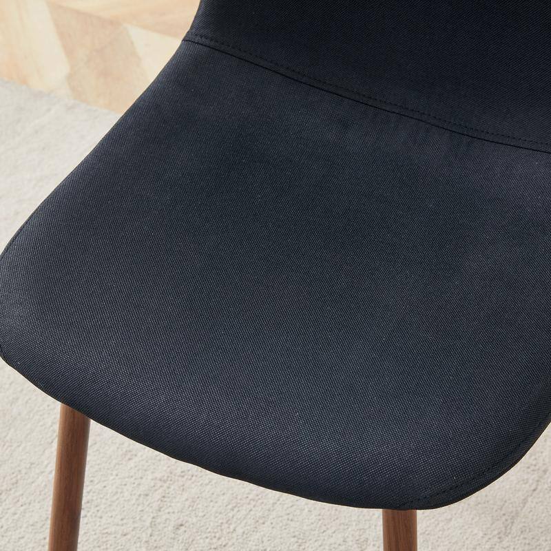 Set of 4 Modern Dining Chairs - Breathable Linen-Cotton Upholstery & Sturdy Integrated Metal Legs