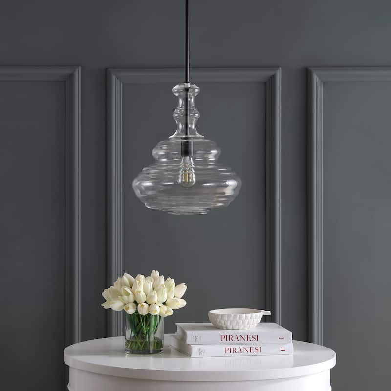 Monkey 13.37" Glass/Metal LED Pendant, by JONATHAN Y