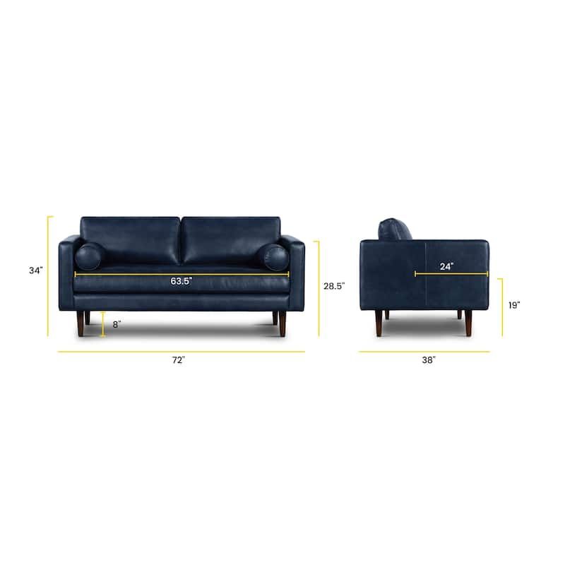 Poly & Bark Napa 72" Apartment Sofa - Full Grain Genuine Italian Leather