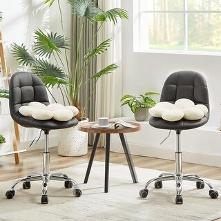 VECELO 2-Pieces Adjustable Faux Leather Swivel Office Chair with Wheels ...