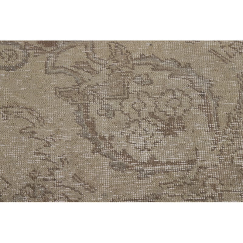 Tabriz Persian Vintage Rug Hand-Knotted Traditional Beige Wool Carpet - 9'9"x 12'6"