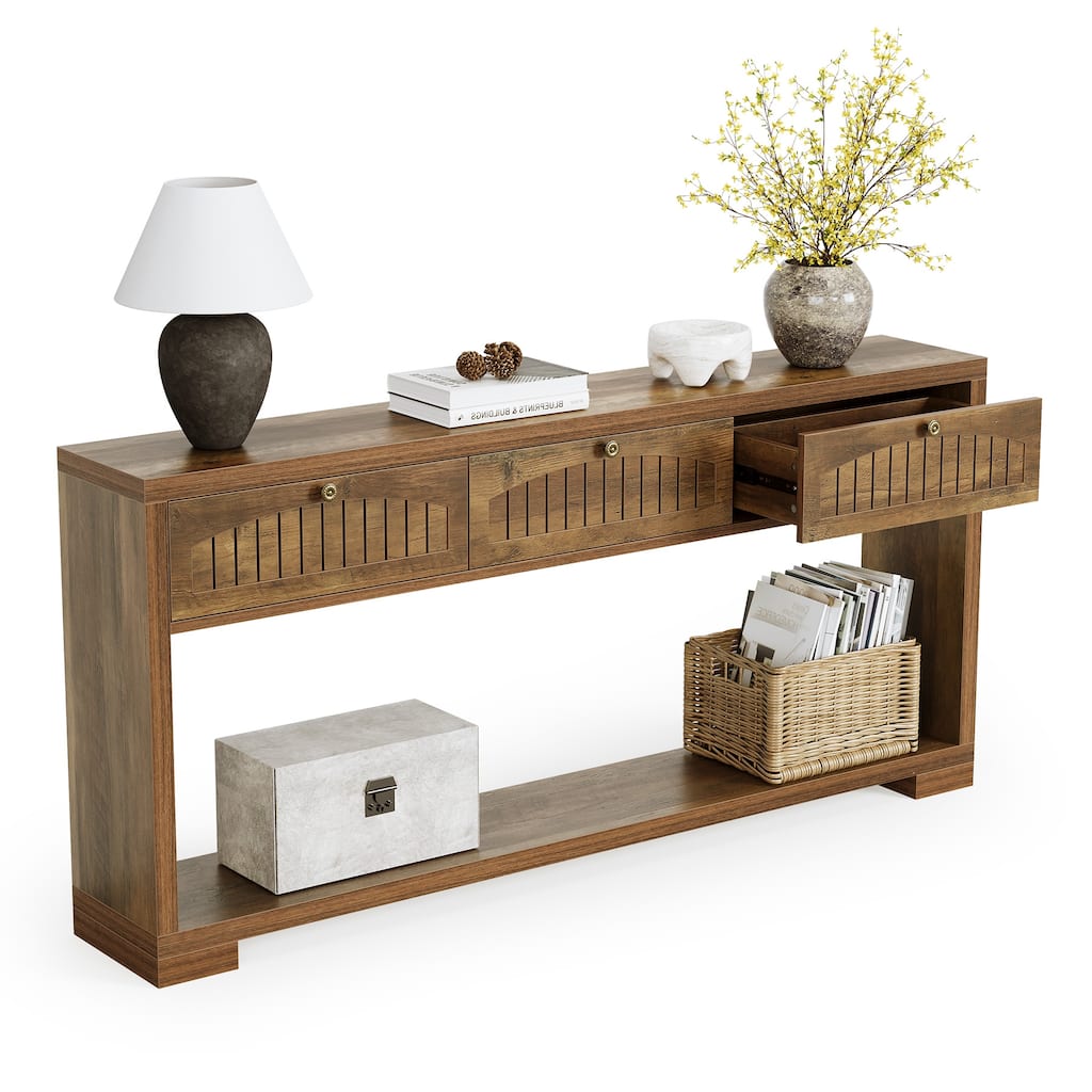 71'' Long Console Table with Drawers Farmhouse Sofa Table for Entry
