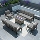 preview thumbnail 122 of 144, Aluminum Patio Outdoor Sectional Sofa Set with Fire Pit, Swivel Rocking Chairs and Ottomans 8-Seats - Grey