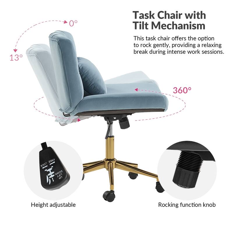 Ollie Modern Flannel Swivel Tilting Office Chair with Pillow by HULALA HOME