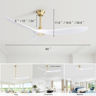 white and gold ceiling fan with light and remote