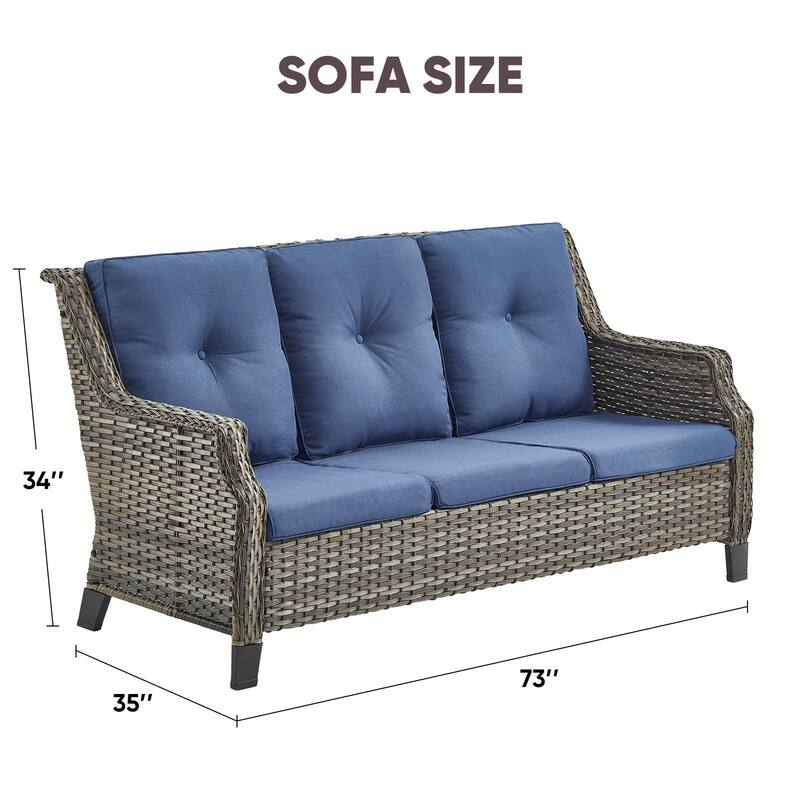 All Weather Wicker Set with Swivel Chair Ottomans - Grey