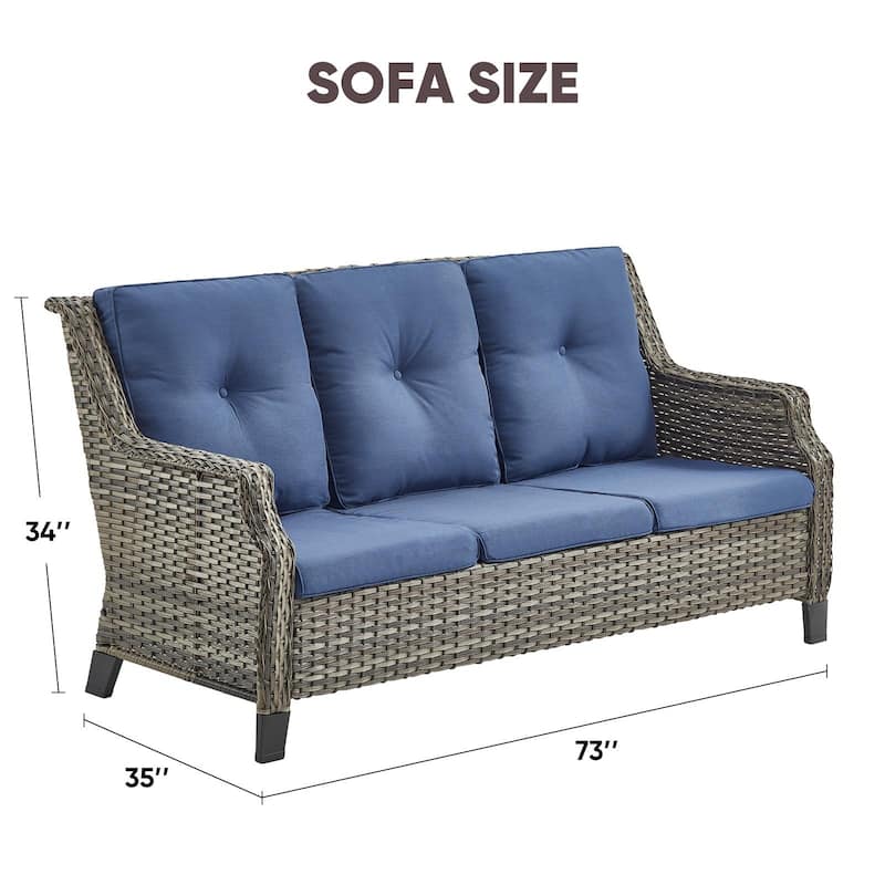 PE Wicker Rattan Chairs Sofa Sets with Chairs - Grey