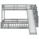 preview thumbnail 6 of 7, Grey Twin Over Full Floor Bunk Bed Frame w/ Slide, Storage Staircase