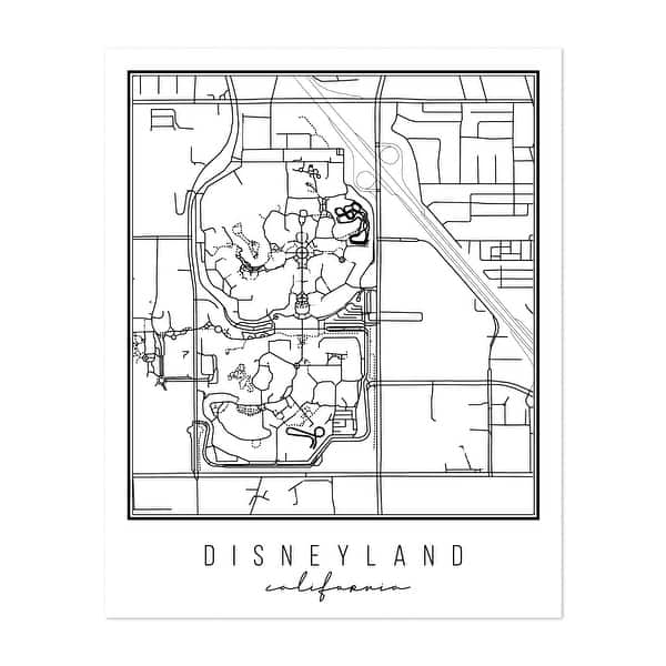 Disneyland California Maps Black White Urban Art Print/Poster - Bed ...