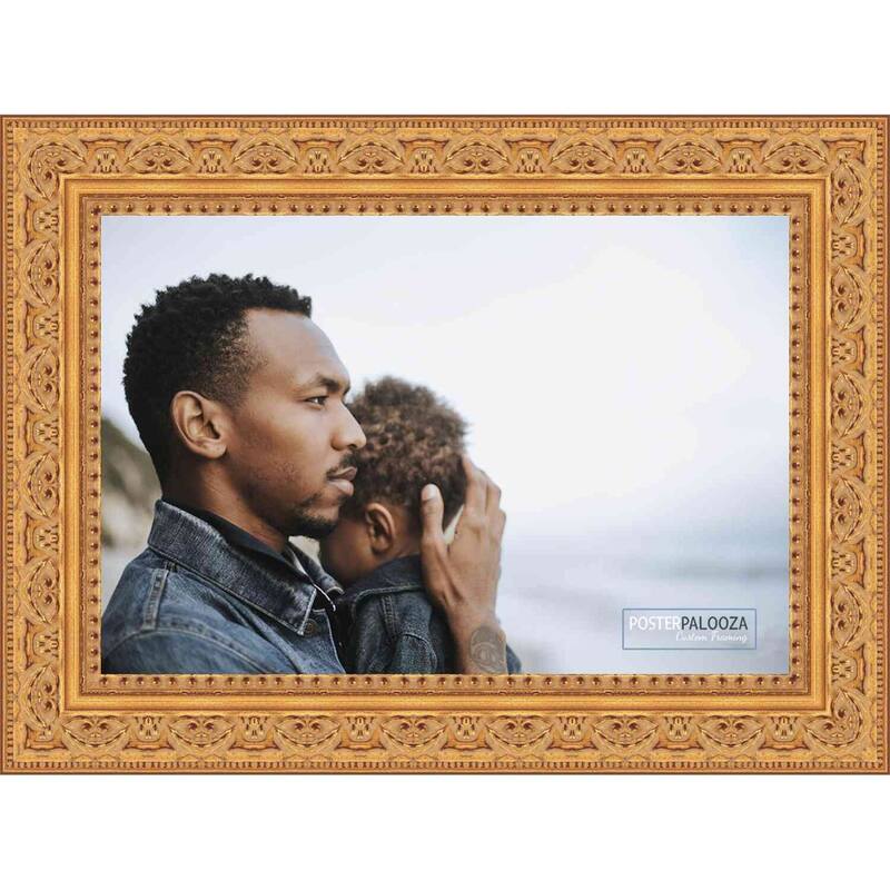 24x30 Ornate Gold Wood Picture Frame UV Acrylic, Foam Board Backing