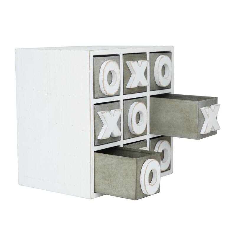 White Wood Traditional Tic Tac Toe Cabinet - 11 x 9 x 11