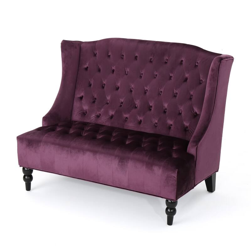 Leora Modern Glam Tufted Velvet Wingback Loveseat by Christopher Knight Home