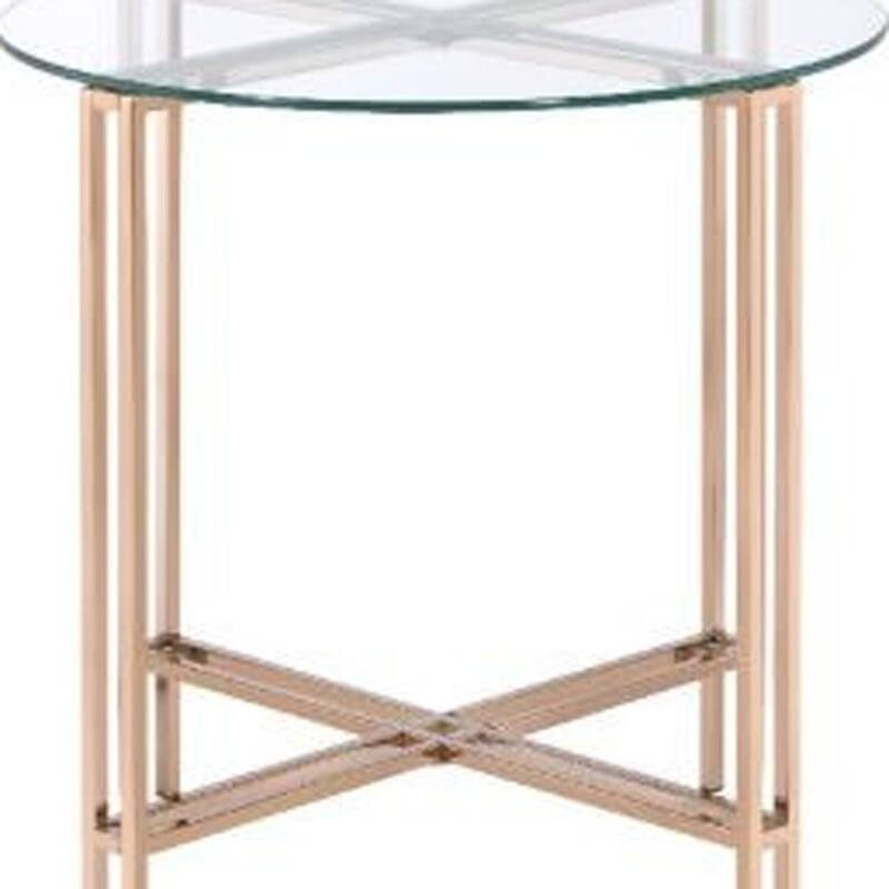 HomeRoots 24" Champagne And Clear Glass And Metal Round End Table - 23' X '24' X '23