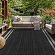 preview thumbnail 79 of 98, World Rug Gallery Border Indoor/Outdoor Flat Woven Area Rug 6' 6" x 9' - Black