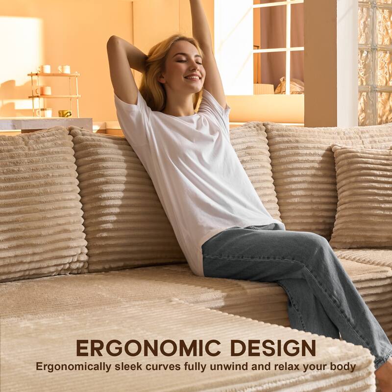 OVIOS All-Foam Cloud L-Shaped Lounger Sofa​ ​​With Ottoman​