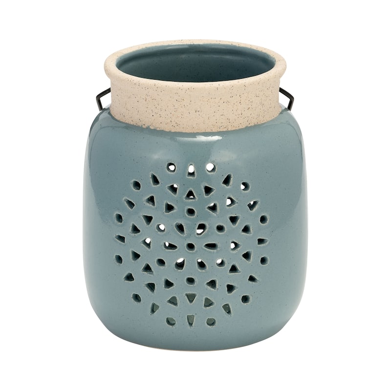 Sagebrook Home Artisan Lantern, Elegant Ceramic Design, Home Accent