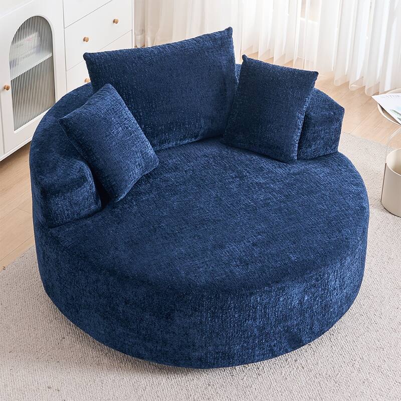 Oversized Swivel Accent Chair, Chenille Round Chairs Upholstered Swivel Chair, Single Sofa Armchair, Sleeper Chair