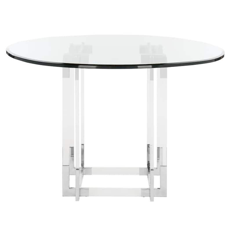SAFAVIEH Couture Reiner Round Acrylic Dining Table - 42"W x 42"D x 30"H - Silver/Clear
