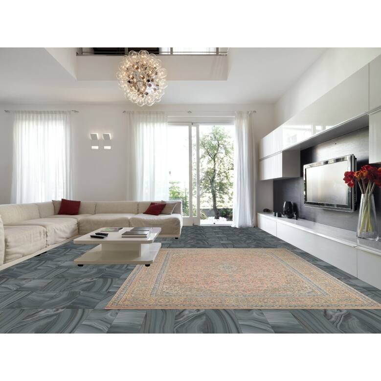 Hand Knotted Oriental 100% Wool Carpet Traditional Floral Pink Mashad Area Rug - 12' 7'' X 9' 6''