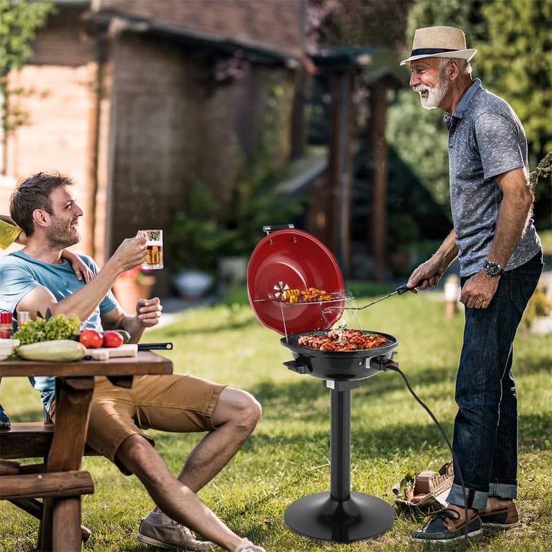 1600W Portable Double Layer Electric BBQ Grill With Stand