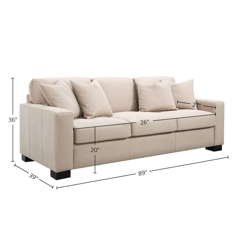 Dexter 89" Sofa with 4 Pillows, Taupe