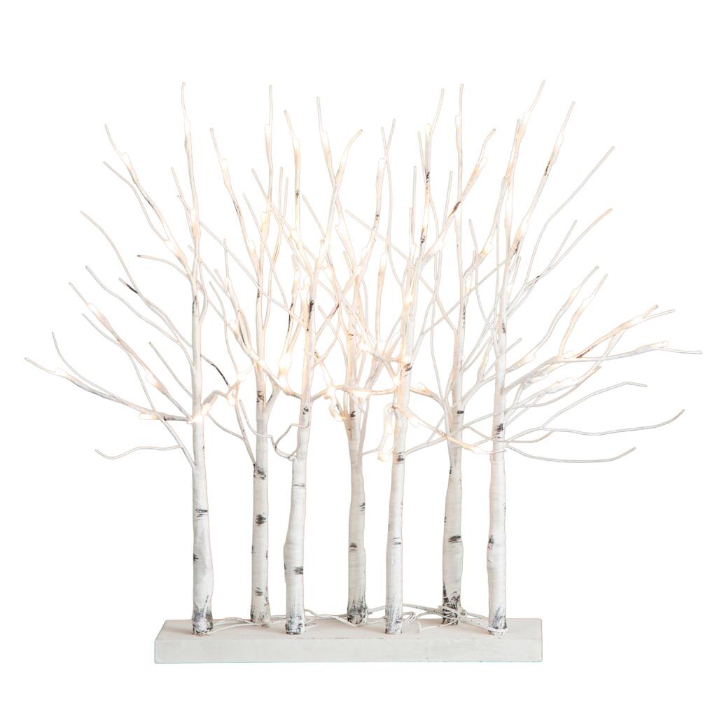 2-Ft Pre-Lit Artificial White Birch Centerpiece with 84 LED Lights