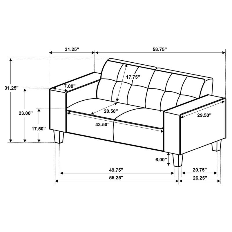 Deerhurst Upholstered Track Arm Tufted Loveseat
