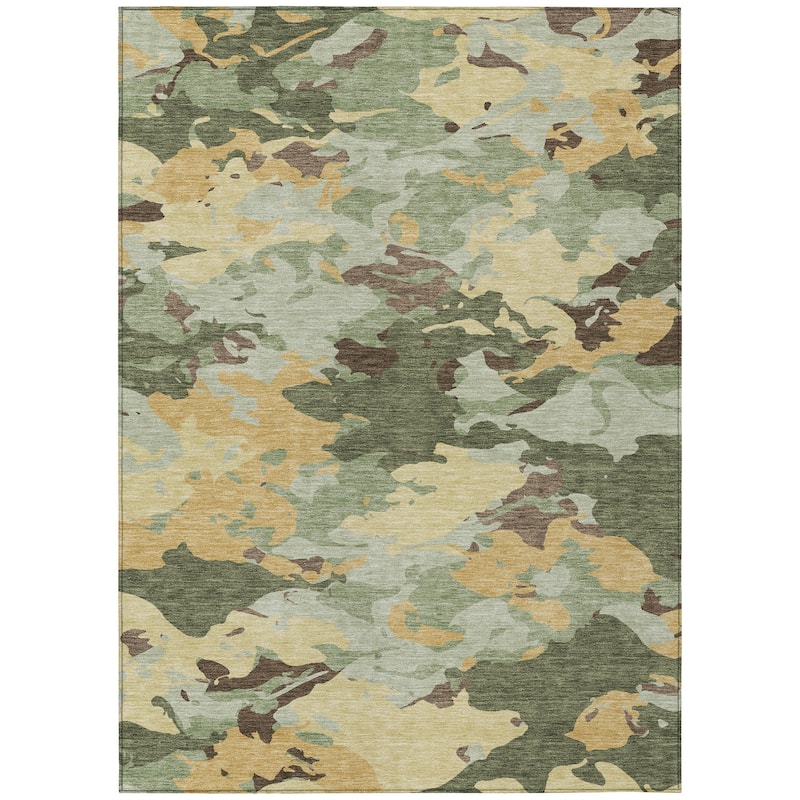 Machine Washable Indoor/ Outdoor Abstract Mexi Chantille Rug